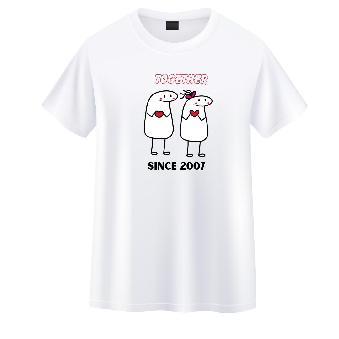 TSHIRT SAN VALENTINE "TOGETHER SINCE 2007"