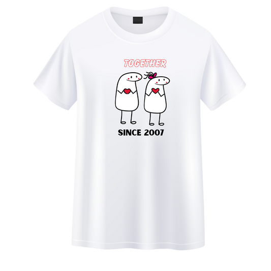 TSHIRT SAN VALENTINE "TOGETHER SINCE 2007"